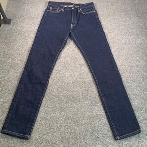 Buck Mason Mens 32 X 34 Maverick Straight Leg Button Fly Denim Jeans Blue